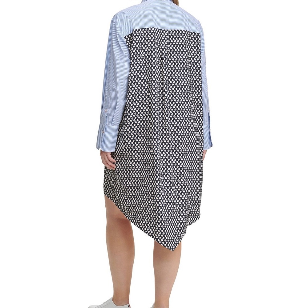 Tommy Hilfiger Blue and Black Polka Dot Shirt Dress